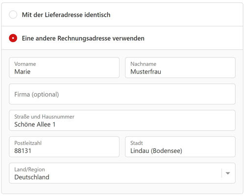 Rechnungsadresse bei Lieferung an eine DHL Packstation